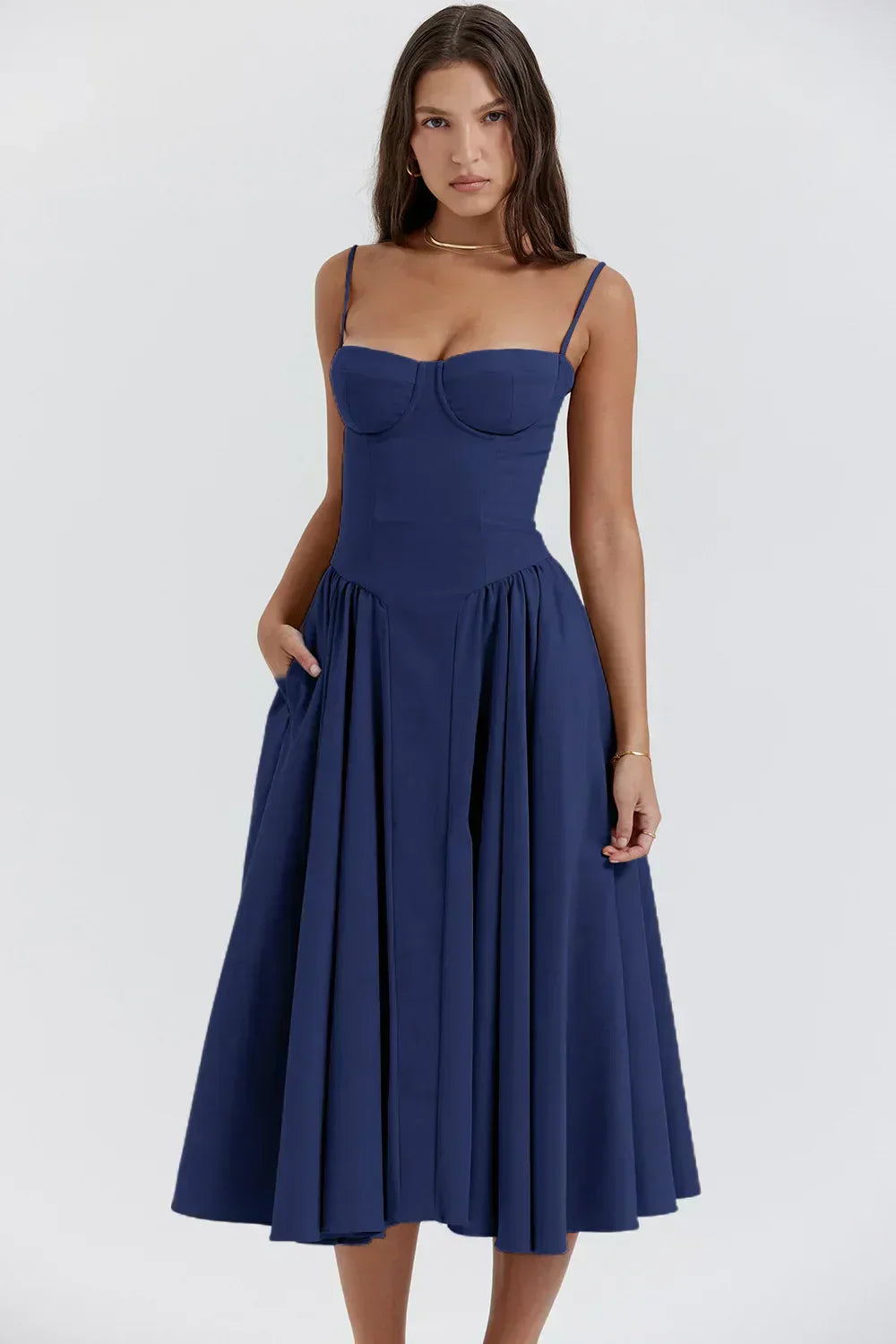 Boned Corset Bodice, Full-Sweep Midi