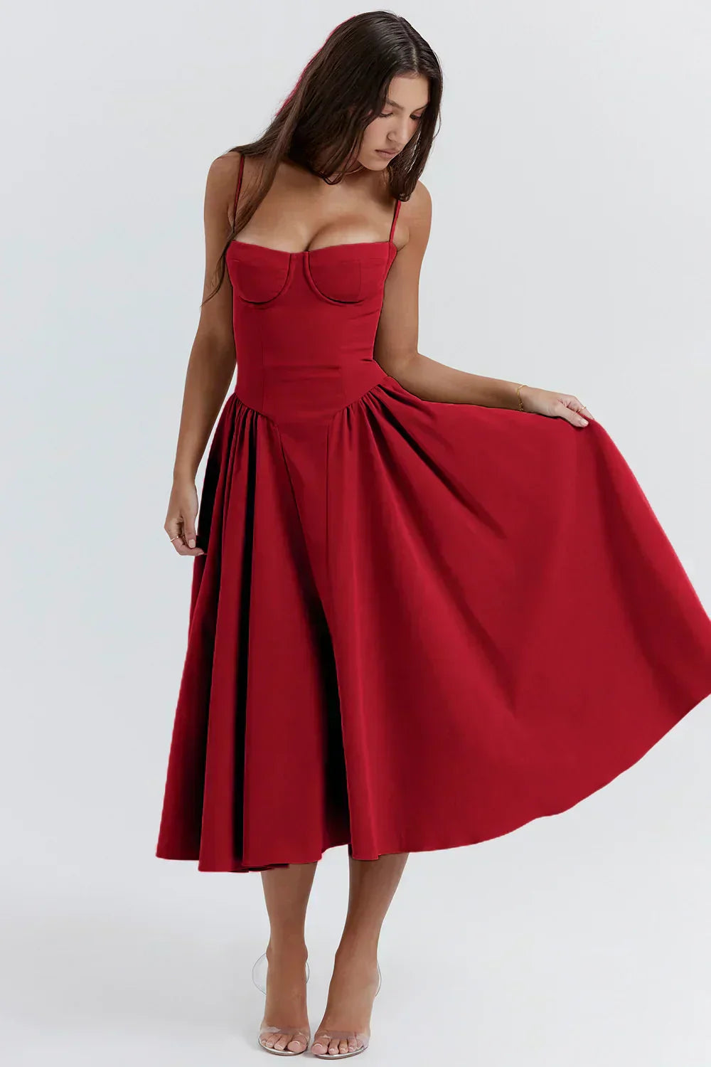 Boned Corset Bodice, Full-Sweep Midi