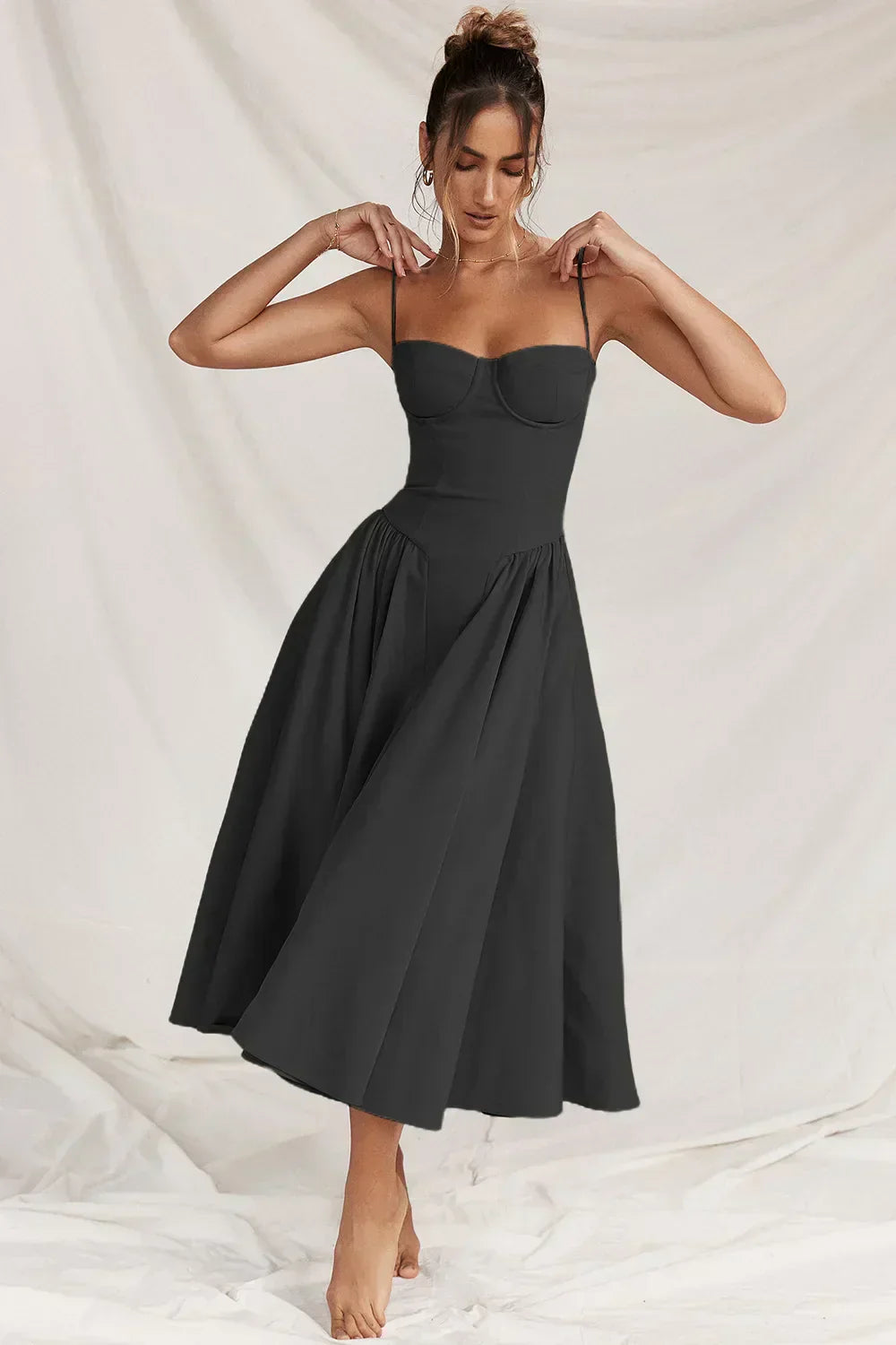 Boned Corset Bodice, Full-Sweep Midi