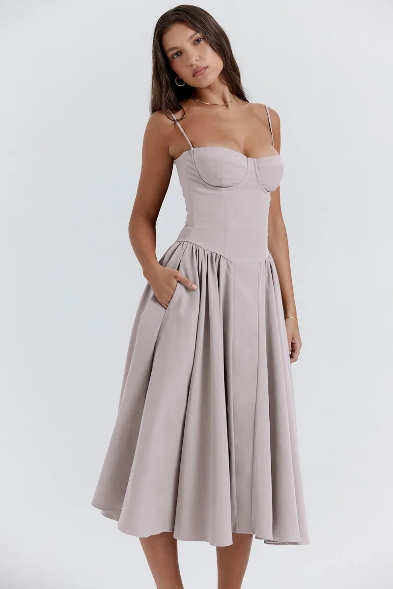 Boned Corset Bodice, Full-Sweep Midi