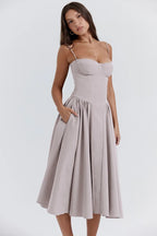 Boned Corset Bodice, Full-Sweep Midi