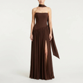 Corset Maxi Gown with Draped Scarf Panel