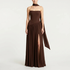 Corset Maxi Gown with Draped Scarf Panel