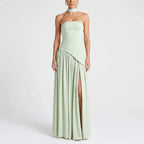 Corset Maxi Gown with Draped Scarf Panel