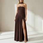 Corset Maxi Gown with Draped Scarf Panel