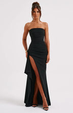 Cascading Ruffle Maxi with High Front Slit