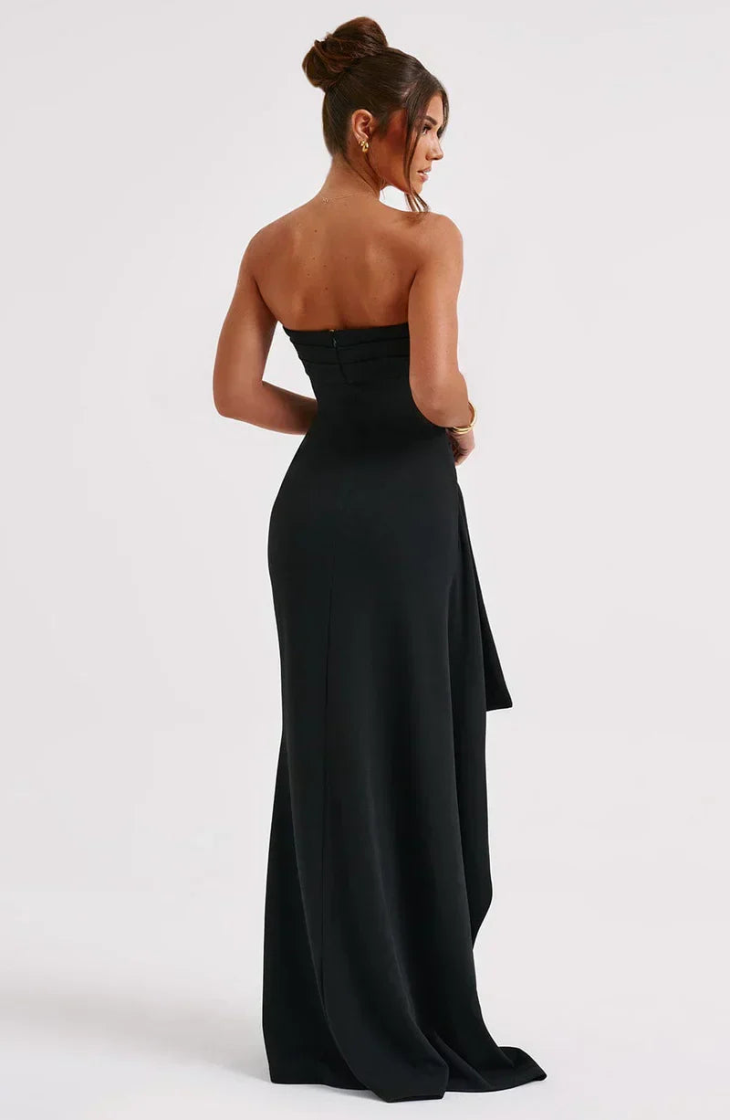 Cascading Ruffle Maxi with High Front Slit