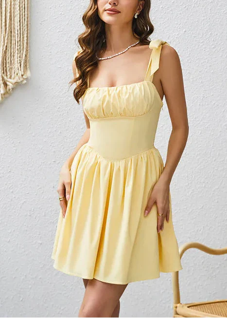 Bow-Strap Babydoll Mini in Yellow
