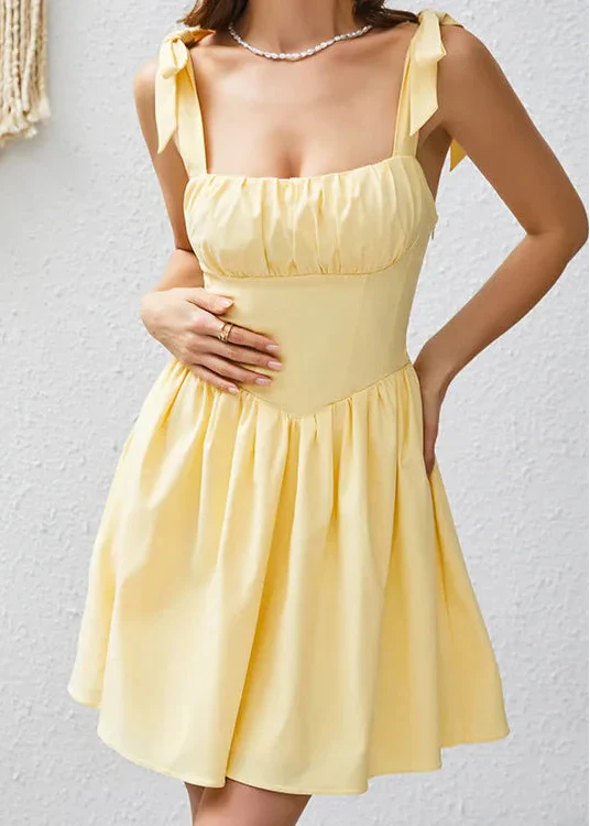 Bow-Strap Babydoll Mini in Yellow
