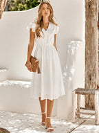 Tonal Dot Midi with Flutter Sleeves