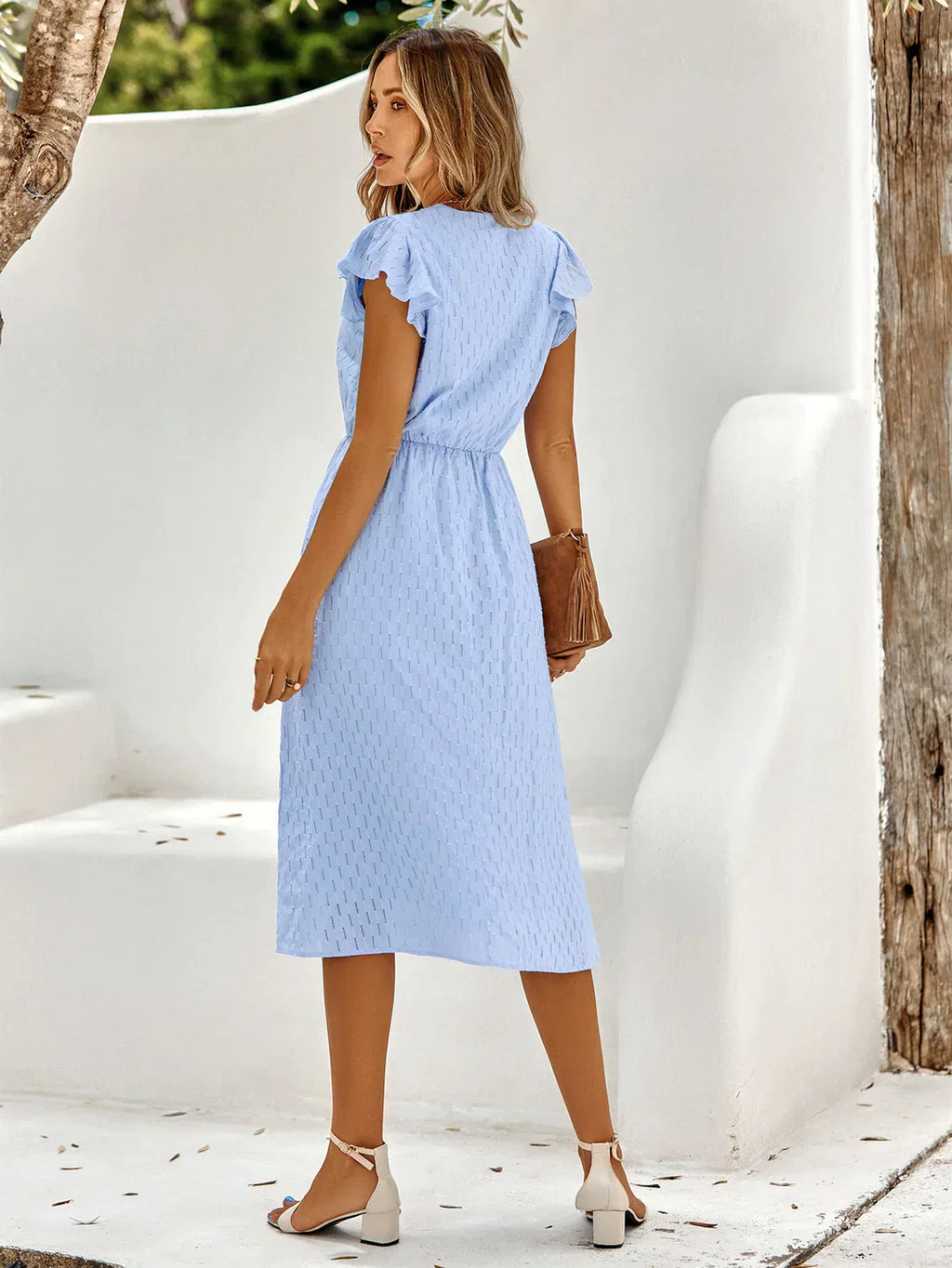 Tonal Dot Midi with Flutter Sleeves