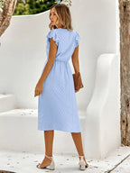 Tonal Dot Midi with Flutter Sleeves