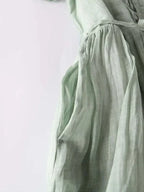 Linen Maxi, Round Neck and Three-Quarter Sleeves