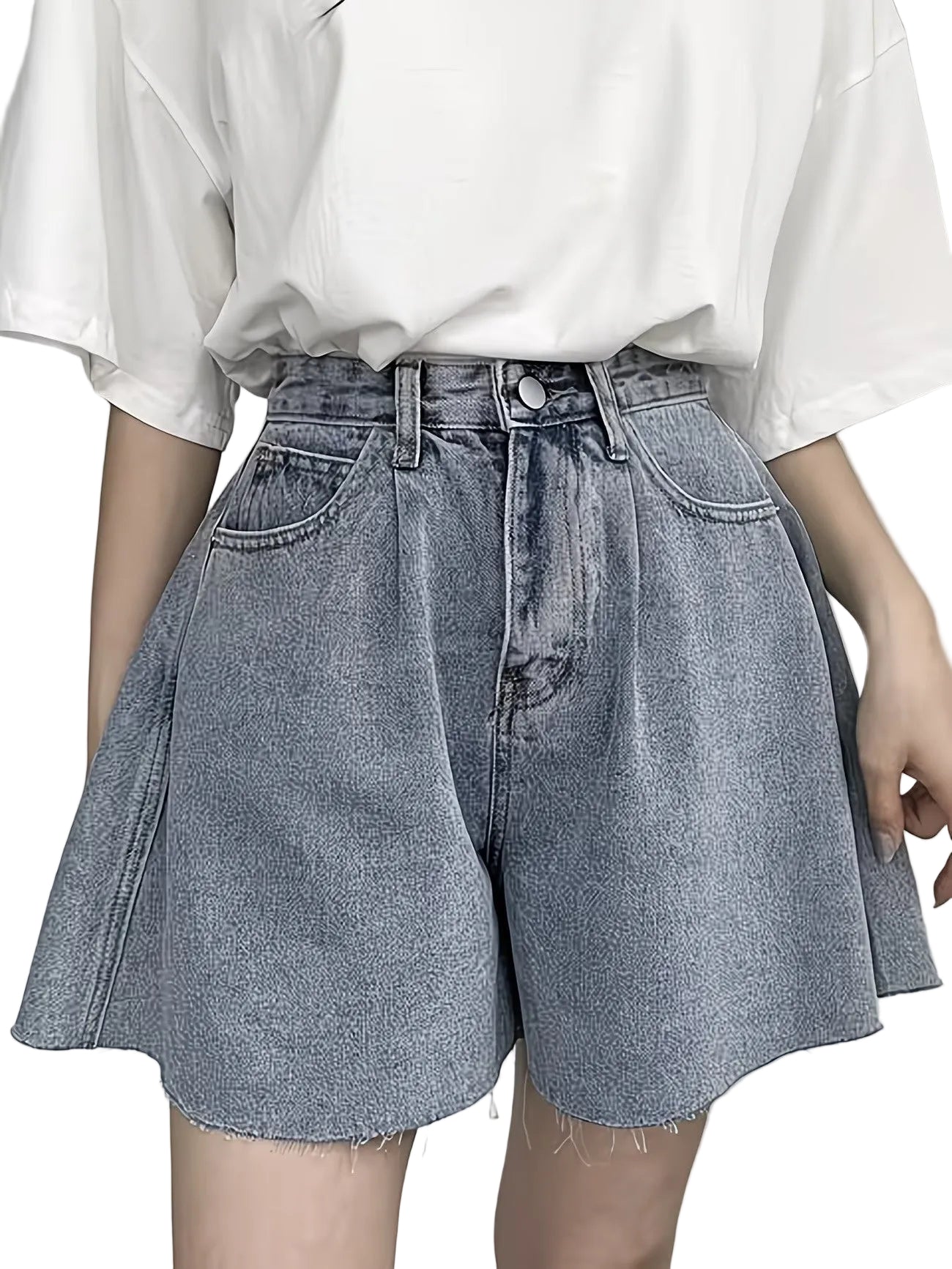Women's High-Waisted Shorts with Frayed Hem