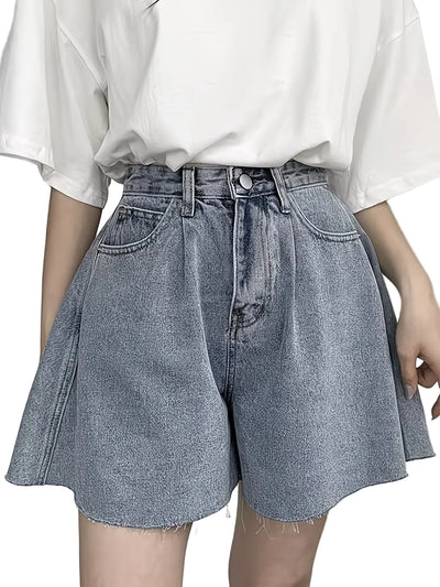 Women's High-Waisted Shorts with Frayed Hem