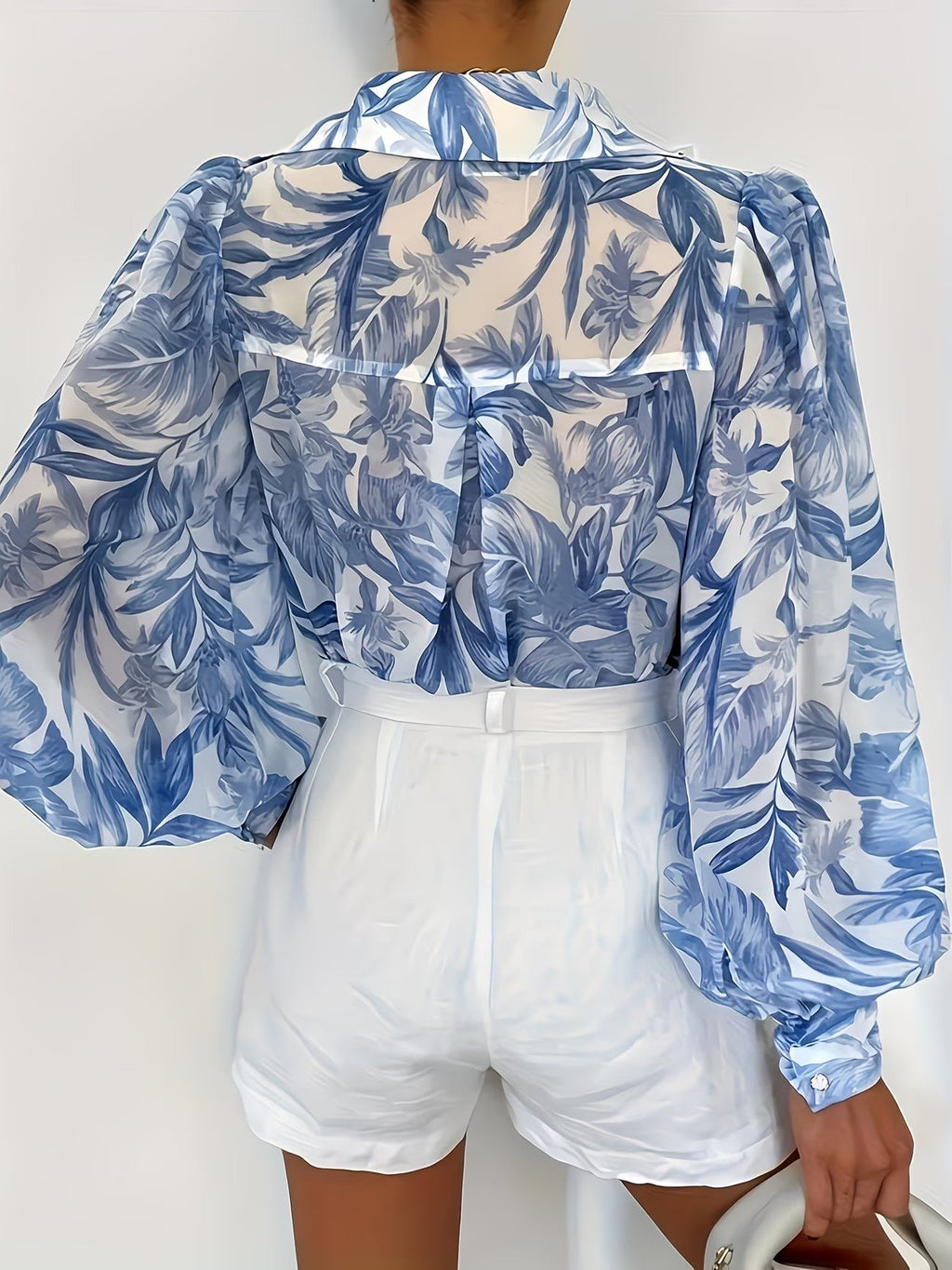 Women's Long-Sleeved Blouse with Graphic Print