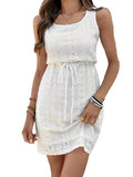 Women's Sleeveless Eyelet Lace Mini Dress