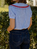 Women's Striped Shirt with Peter Pan Collar