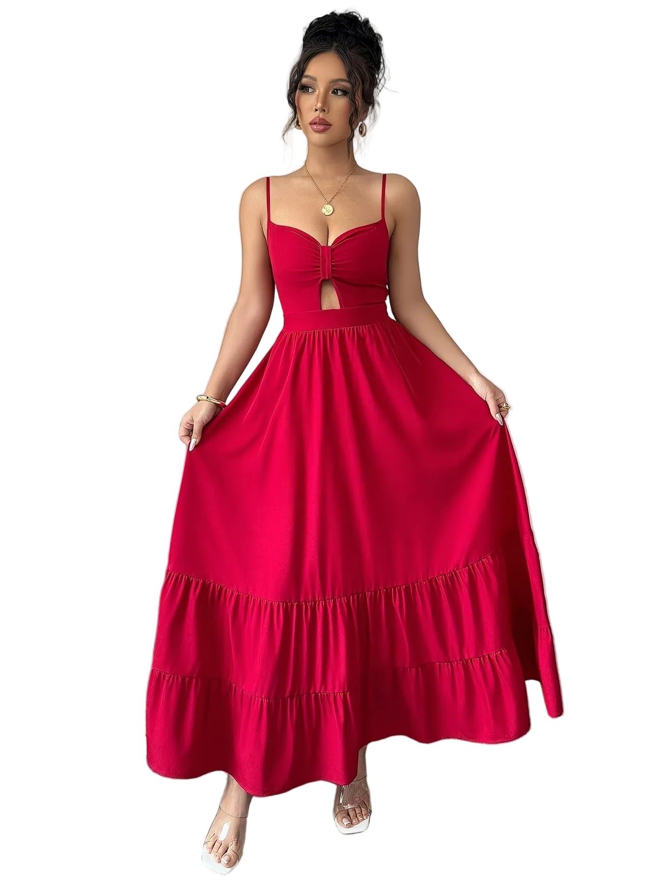 Women's Sweetheart Maxi Dress with Tiered Hem