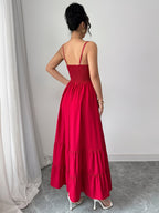 Women's Sweetheart Maxi Dress with Tiered Hem