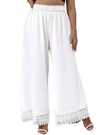 Women's Wide-Leg Pants with Lace-Trim