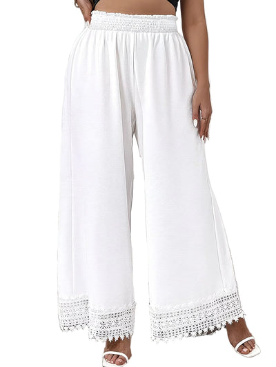 Women's Wide-Leg Pants with Lace-Trim