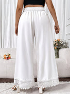 Women's Wide-Leg Pants with Lace-Trim