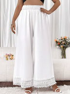 Women's Wide-Leg Pants with Lace-Trim