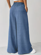 Women's Wide-Leg Pants with Self-Tie Belt