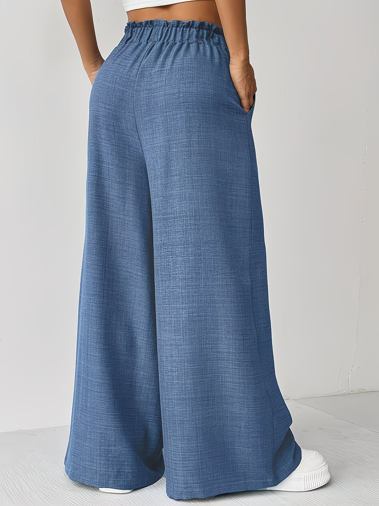 Women's Wide-Leg Pants with Self-Tie Belt